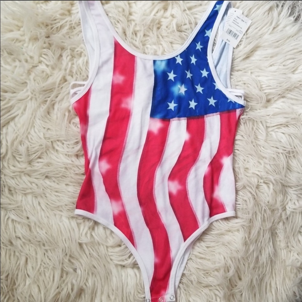 NWT Cold Crush American Flag Bodysuit Medium
